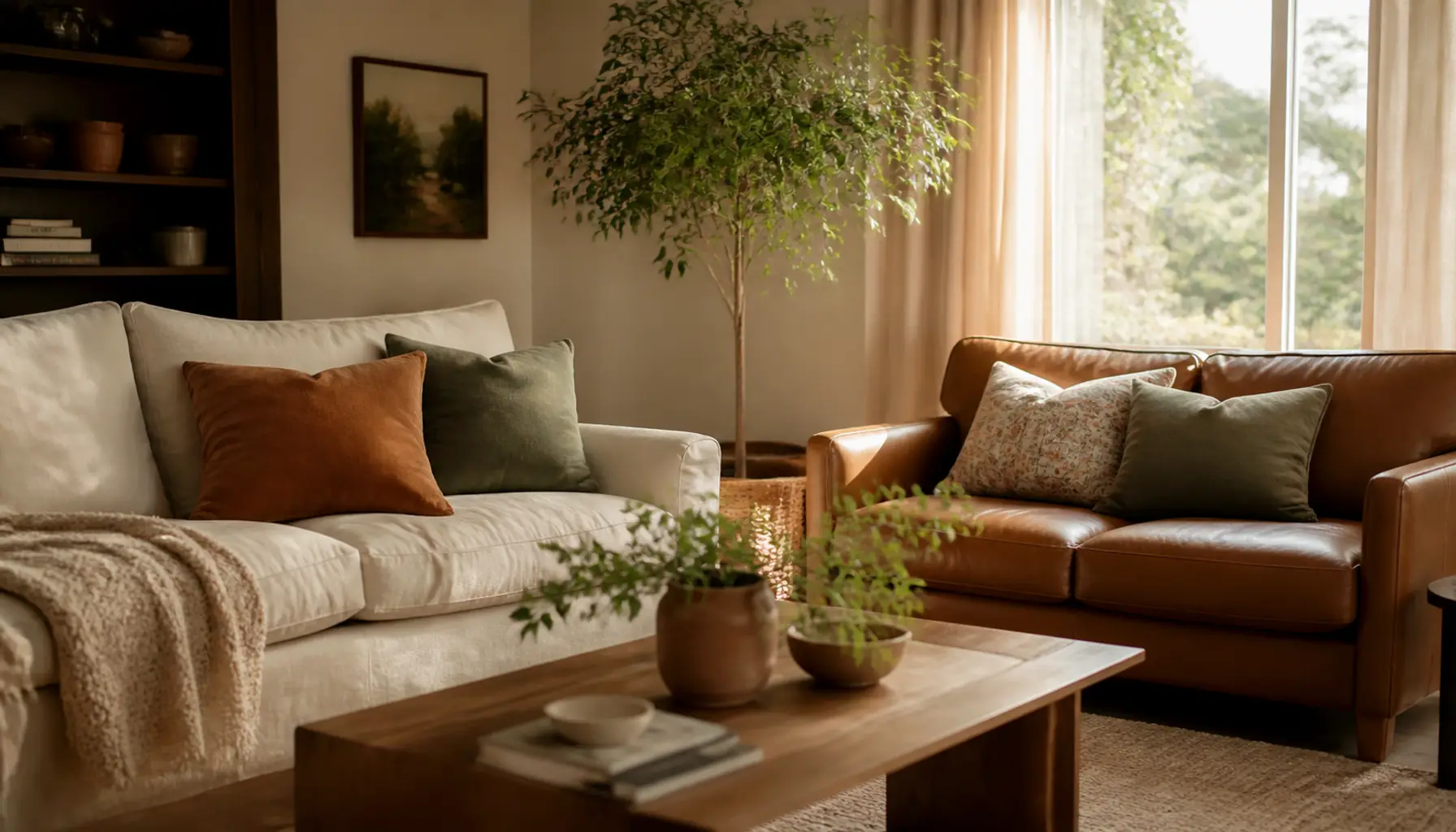 How to Style a Living Room With Two Mismatched Couches: The 3-Color Bridge Rule